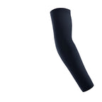 Black arm sleeve with text on a gray background