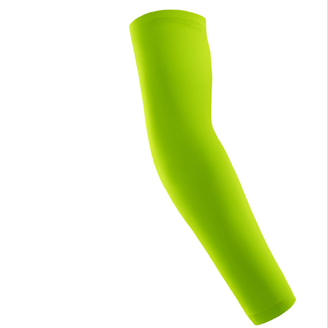 Neon green arm sleeve on a white background
