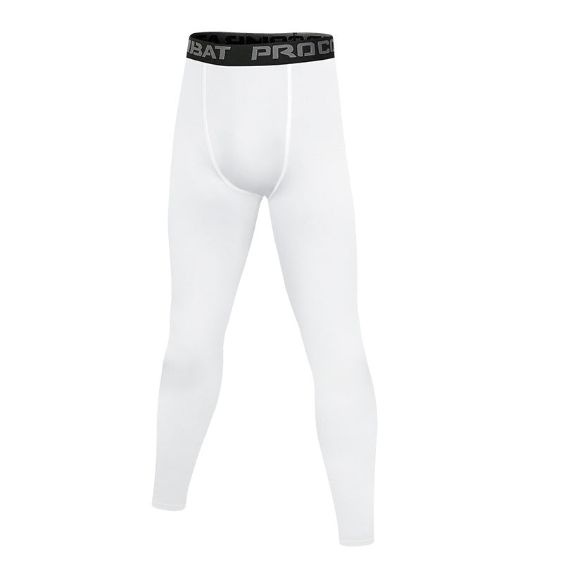 White compression leggings with black waistband on a white background