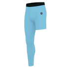 Light blue leggings with black waistband on a white background