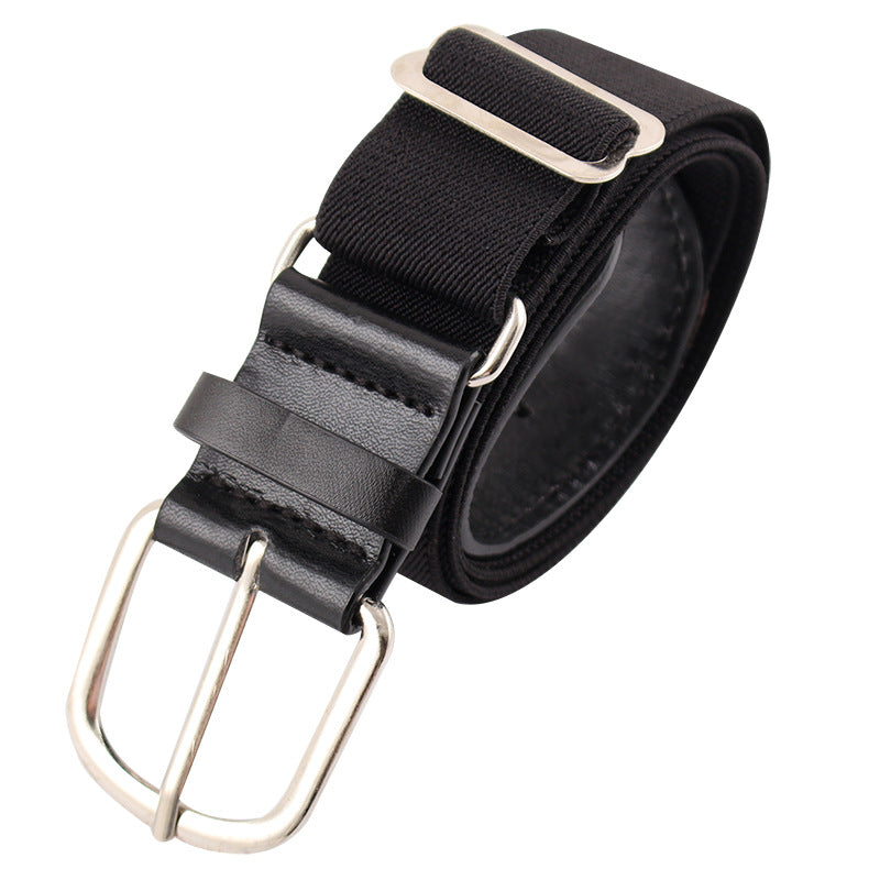 Black belt with silver buckle on a white background