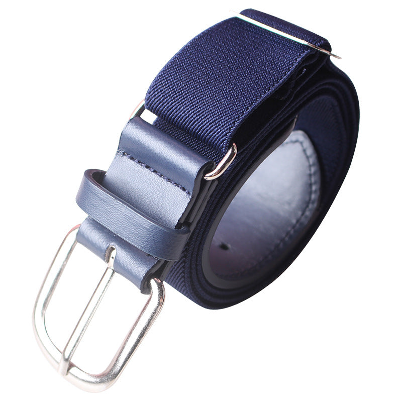 Blue belt with silver buckle on a white background
