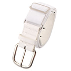 White belt with silver buckle on a white background