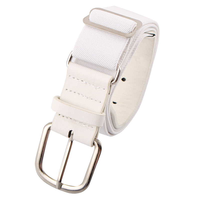White belt with silver buckle on a white background