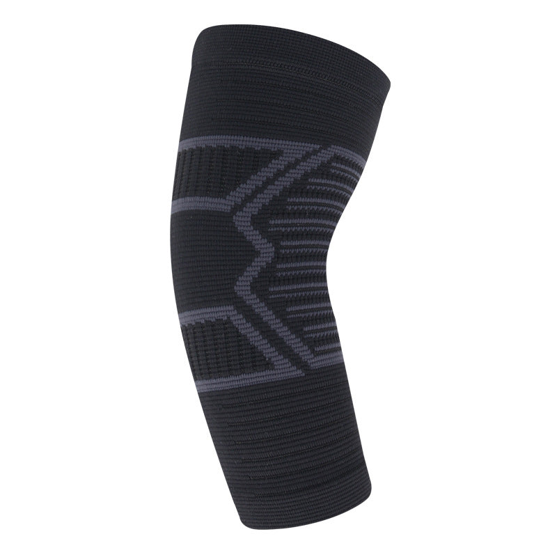 Black and gray knee brace on a white background