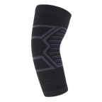 Black and gray knee brace on a white background