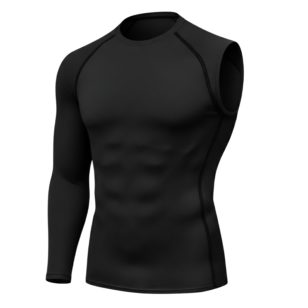 Black sleeveless athletic shirt on a white background