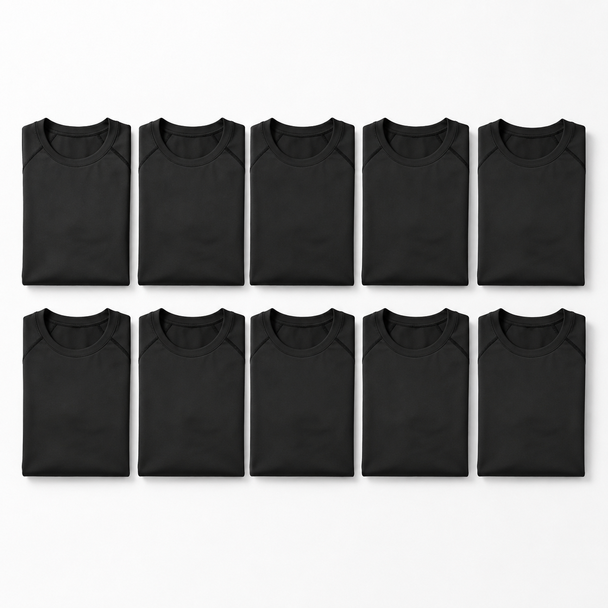 Black long sleeve compression shirt 10-pack folded grid for team orders