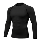 Black long sleeve compression shirt front view for athletic teams