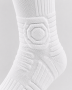 Close-up of GameDay Skin white sock ribbed cuff and premium knit texture