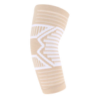 Beige compression sleeve with white pattern on a white background