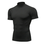 Custom black mock neck compression shirt front view for athletic teams