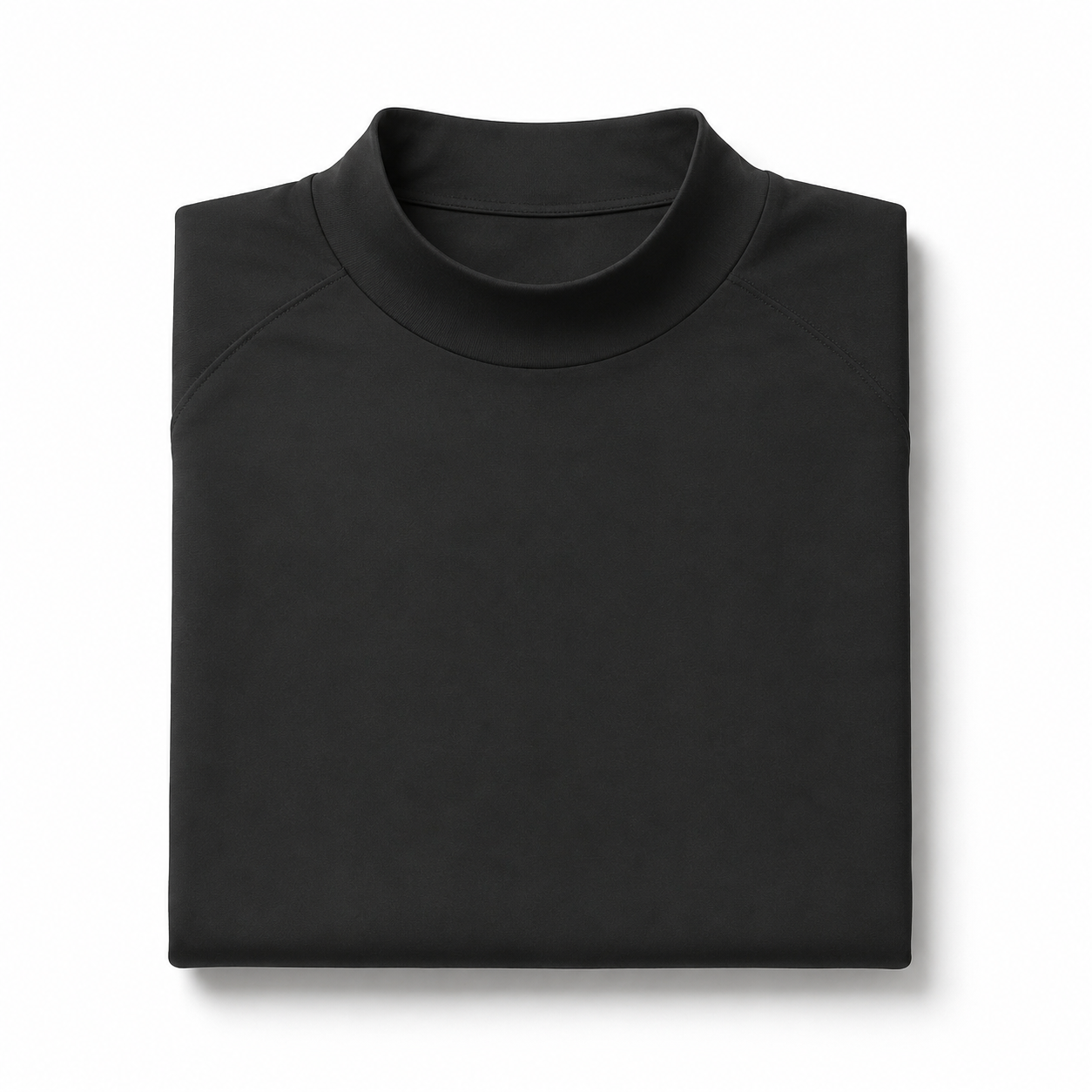 Folded black mock neck compression shirt for team athletic apparel