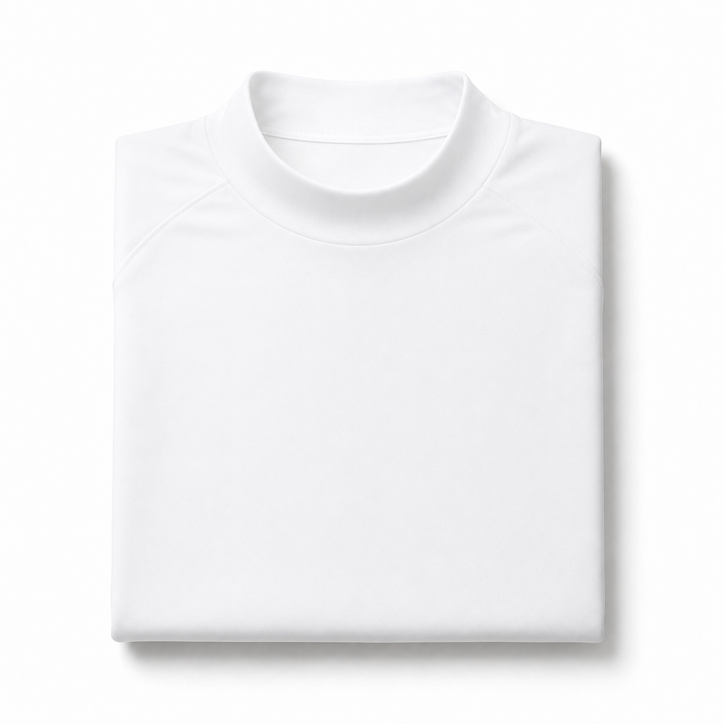 White turtleneck sweater on a light gray background