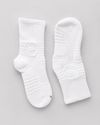 GameDay Skin white athletic socks flat lay pair with cushioned knit support zones
