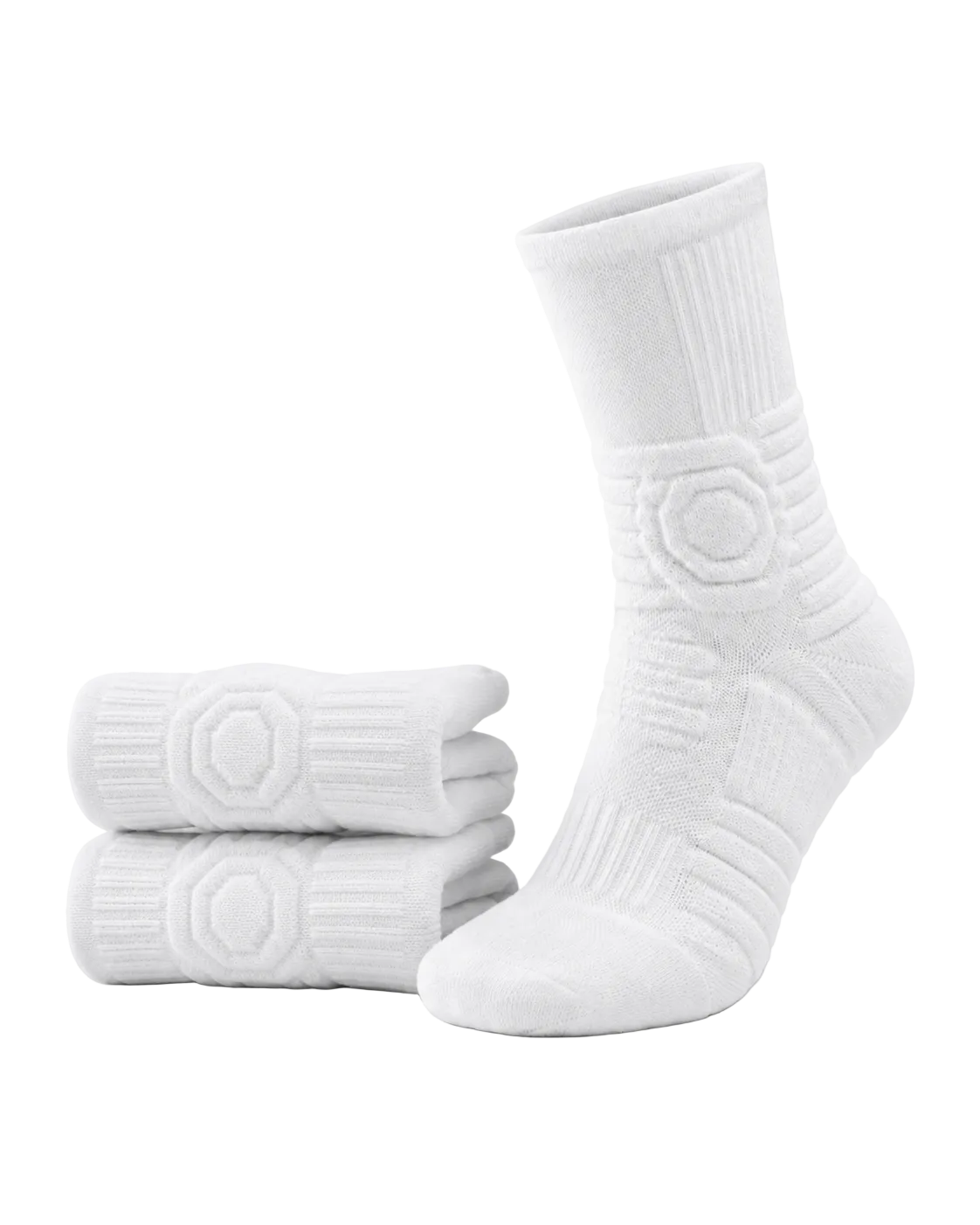 GameDay Skin white cushioned athletic socks 3-pack with ribbed crew design