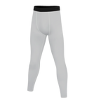 White compression leggings with black waistband on a white background