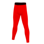 Red leggings with black waistband on a white background