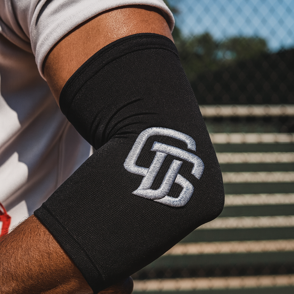 black embroidered arm sleeve compression