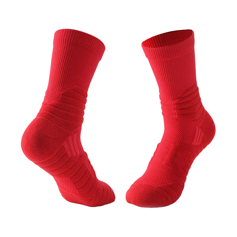 Pair of red socks on a black background