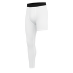 White compression shorts with black waistband on a white background