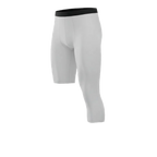 White athletic leggings with black waistband on a white background