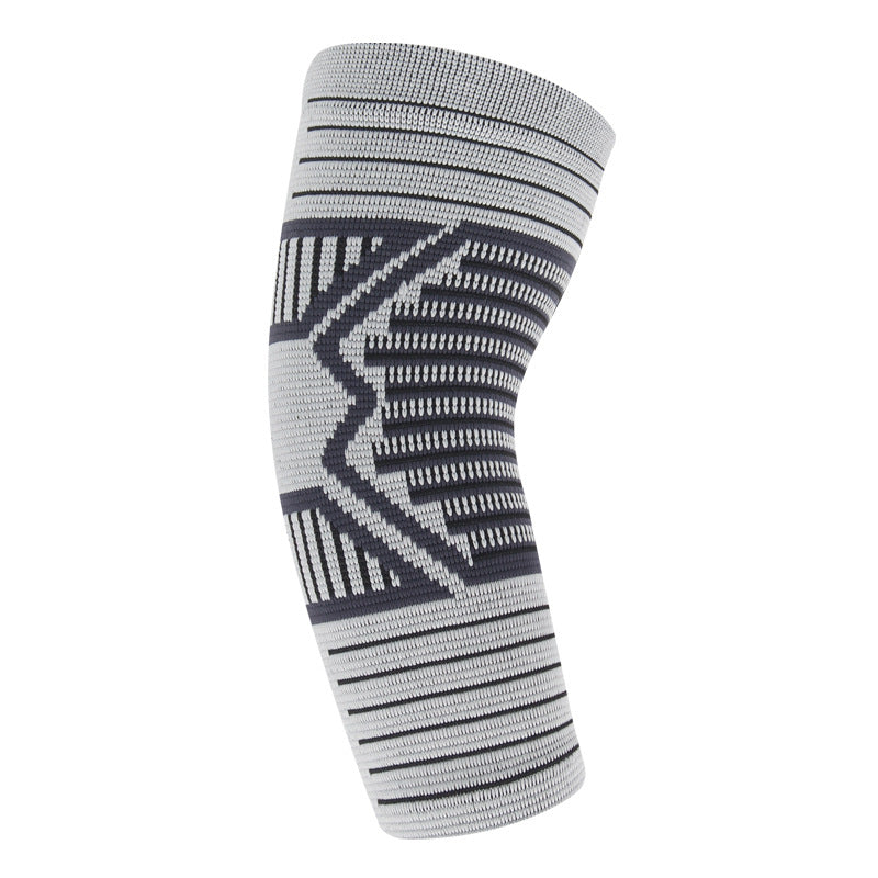 Gray and black striped knee pad on a white background