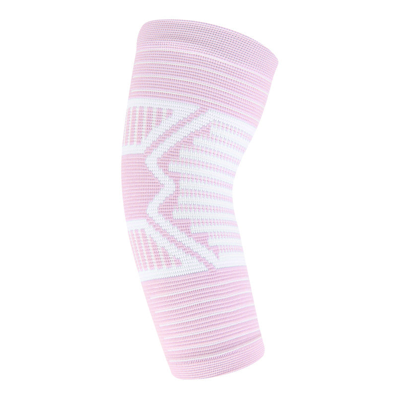 Pink compression sleeve with white pattern on a white background