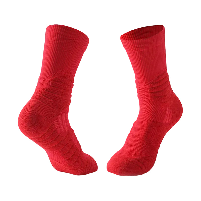 Pair of red socks on a white background