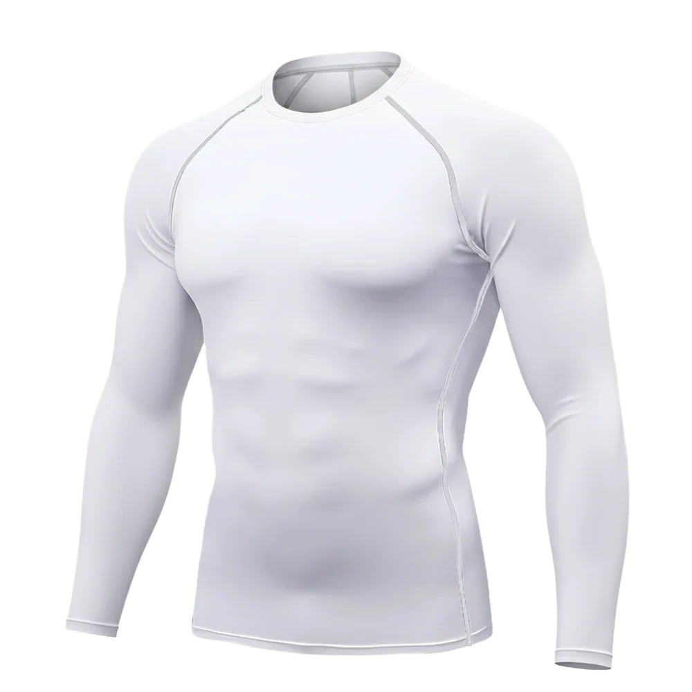 White long-sleeve compression shirt on a white background