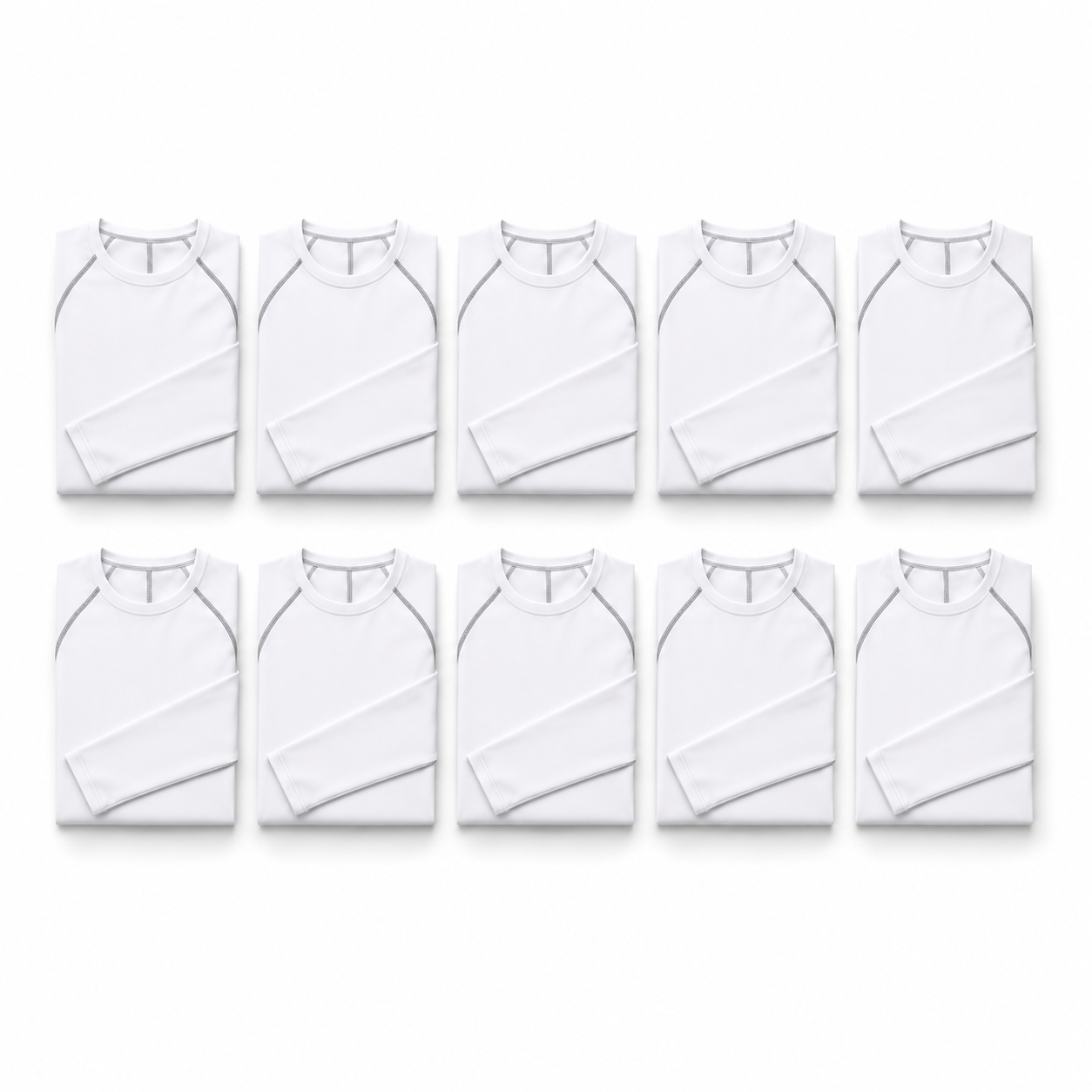 White team compression shirt 10-pack folded grid for bulk team orders
