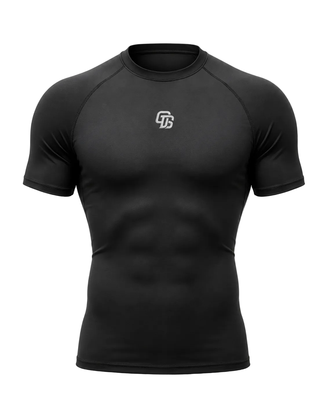 Black athletic shirt with a logo on a white background