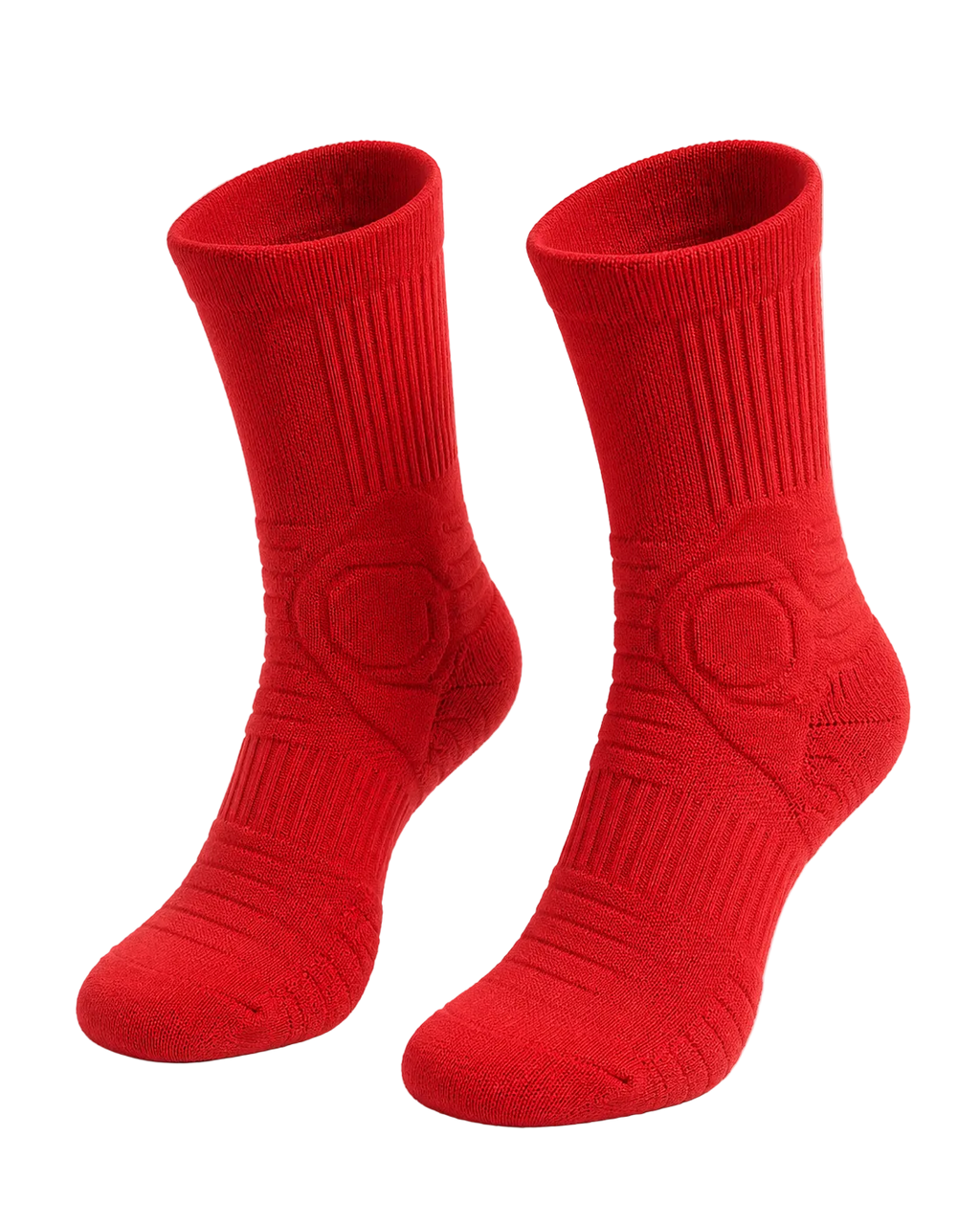 Pair of red socks on a white background
