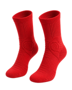 Pair of red socks on a white background