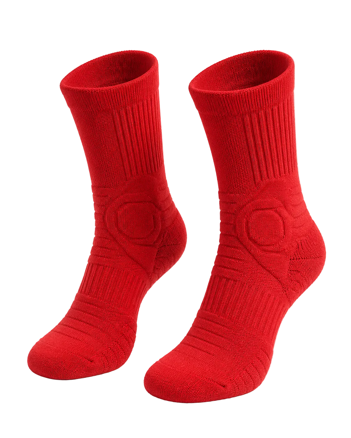 Pair of red socks on a white background