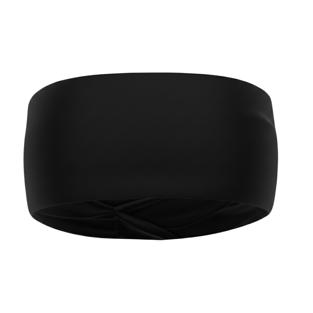 Black bandeau top on a white background