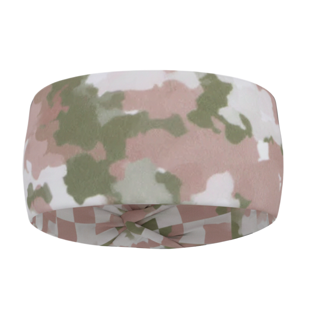 Camouflage-patterned headband on a white background