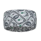 Pillow with dollar bill pattern on a white background