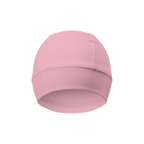 Pink beanie hat on a white background